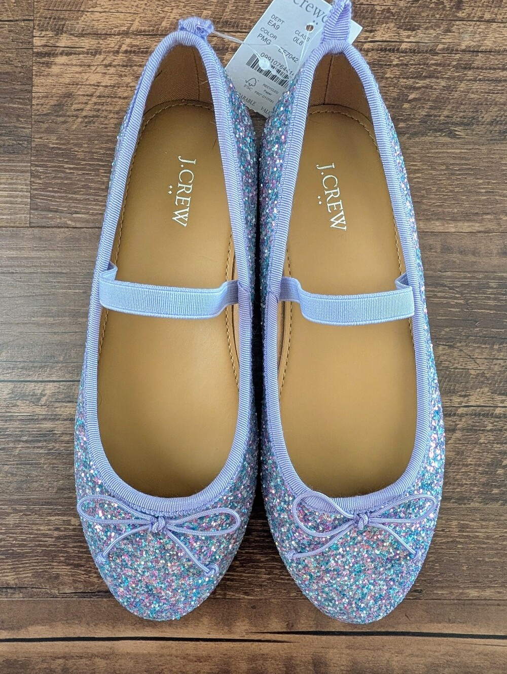 NWT J.Crew Purple Glitter Ballet Flats